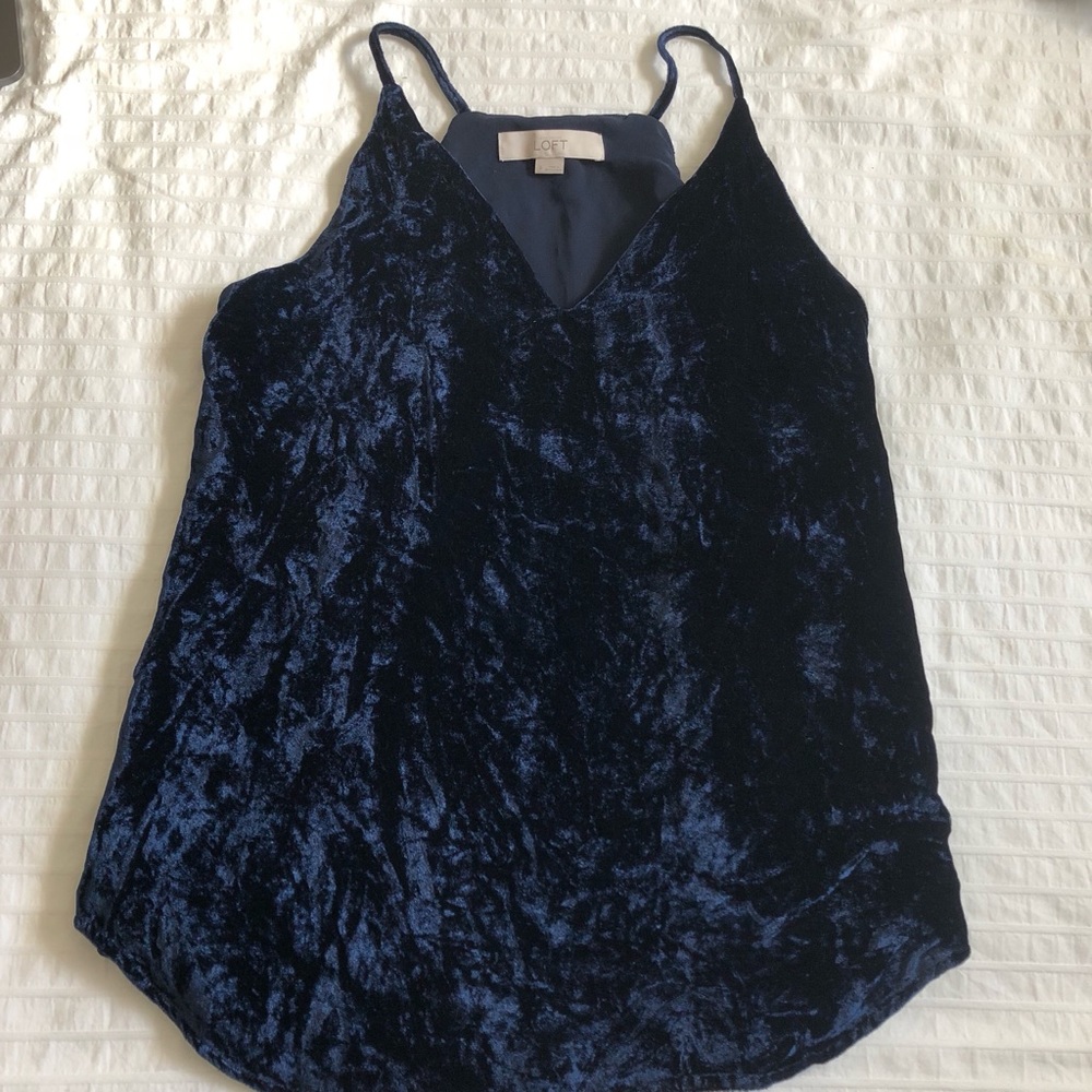 Navy Blue Crushed Velvet Blouse